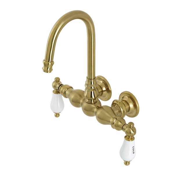Kingston Brass AE3T7 3-3/8 Inch Wall Mount Tub Faucet, Brushed Brass AE3T7